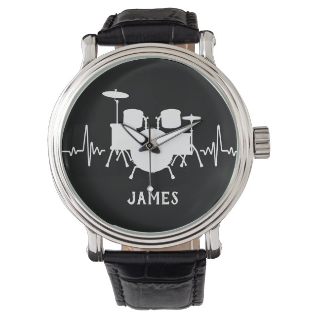 Reloj De Pulsera Batería latido con nombre personalizado - (Anverso)