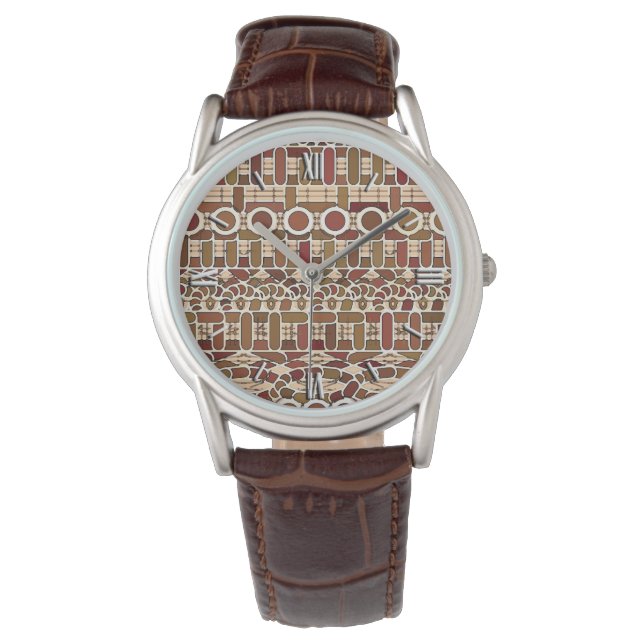 Reloj De Pulsera Batik tribal - neutrales de tono de tierra (Anverso)
