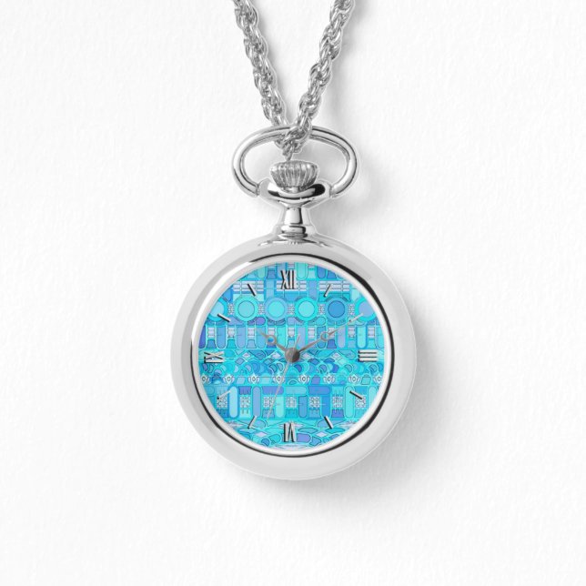 Reloj De Pulsera Batik tribal - tonos azules (Anverso)