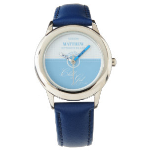 Reloj De Pulsera Bautismo de Godson Hito azul de Dios Personalizado