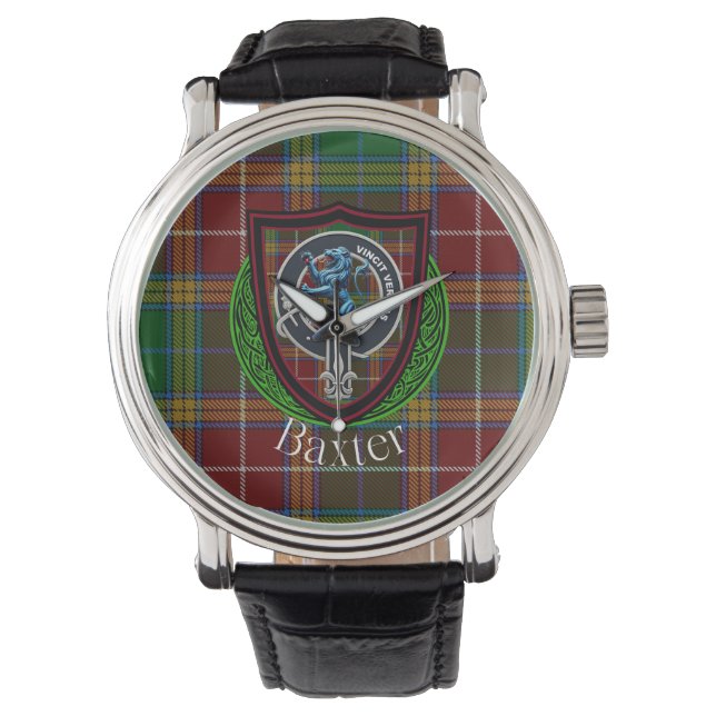 Reloj De Pulsera Baxter Scottish Clan Tartan & Crest (Anverso)