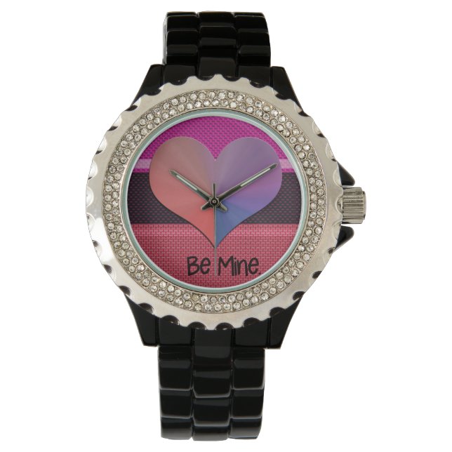Reloj De Pulsera Be Mine Valentine Corazón Reflectivo (Anverso)