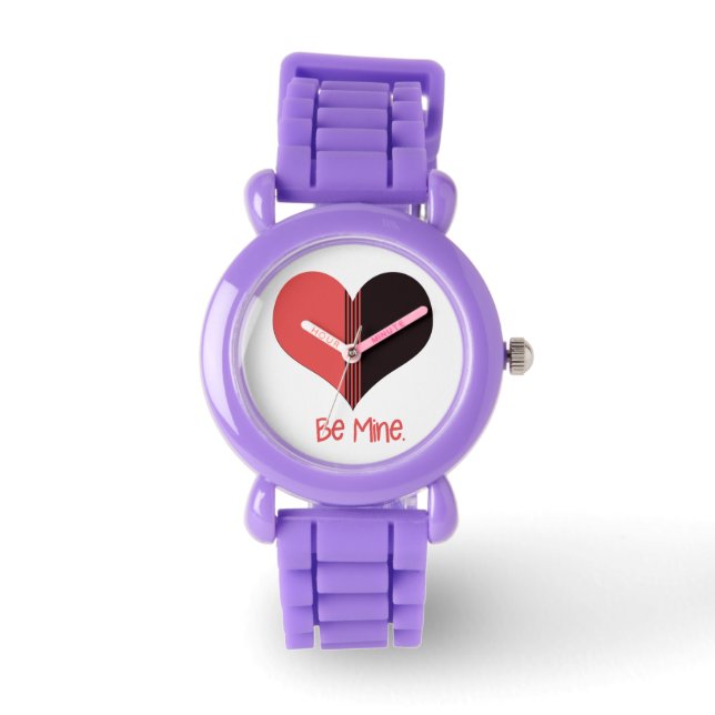 Reloj De Pulsera Be Mine Valentine Red Stripe Heart (Anverso)
