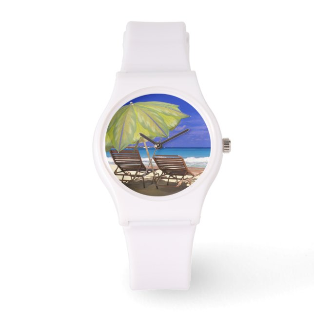 Reloj De Pulsera Beach Umbrella, Abaco, Bahamas (Anverso)