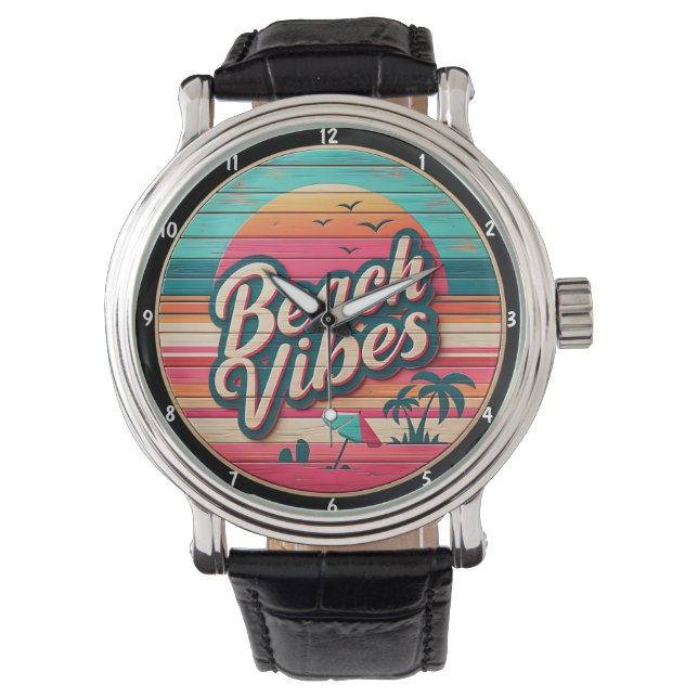 Reloj De Pulsera  Beach Vibes Design and Tropical Sunset (Anverso)