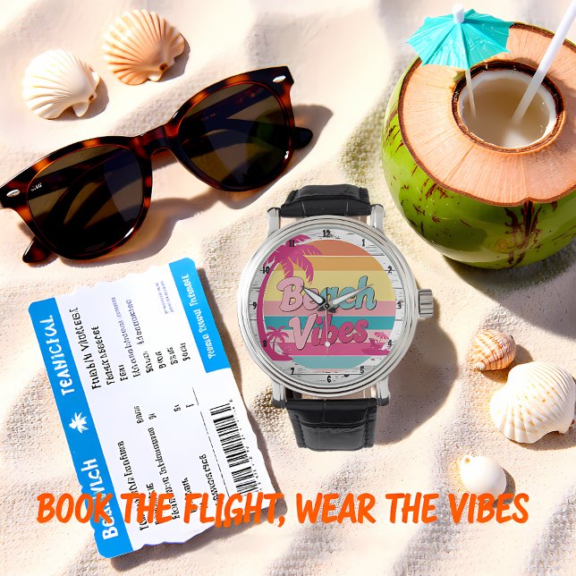 Reloj De Pulsera Beach Vibes Sunset Clock Tropical (Subido por el creador)