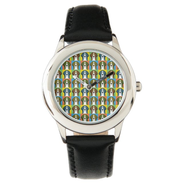 Reloj De Pulsera Beagle Dog Personalizado Pop-Art (Anverso)