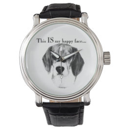 Reloj De Pulsera Beagle Happy Face; Happy Beagle; Grumpy Beagle