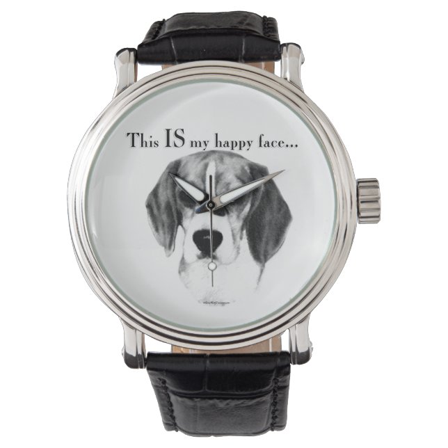 Reloj De Pulsera Beagle Happy Face; Happy Beagle; Grumpy Beagle (Anverso)