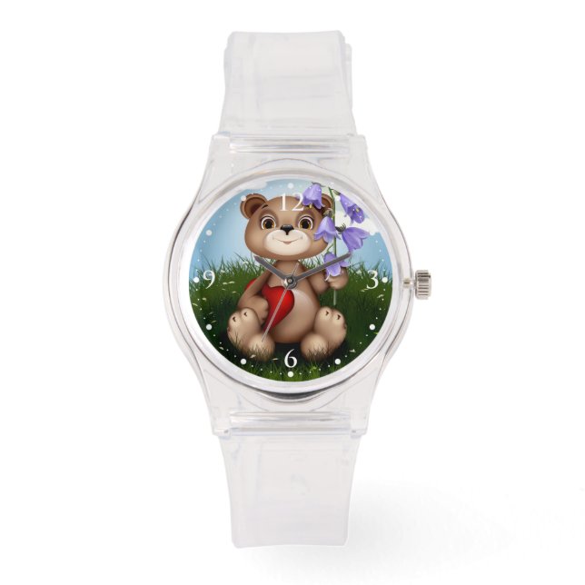 Reloj De Pulsera Bear Holding Bouquet Flower-30926 (Anverso)