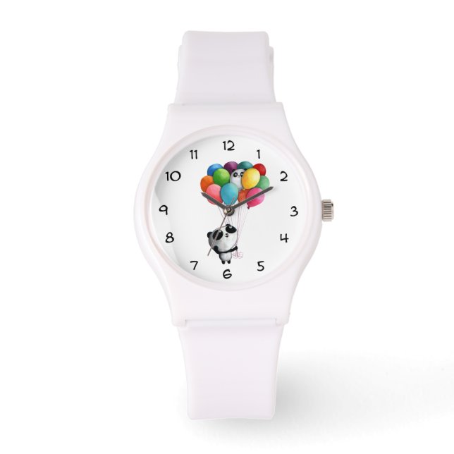 Reloj De Pulsera Bear Panda de los globos de cumpleaños (Anverso)