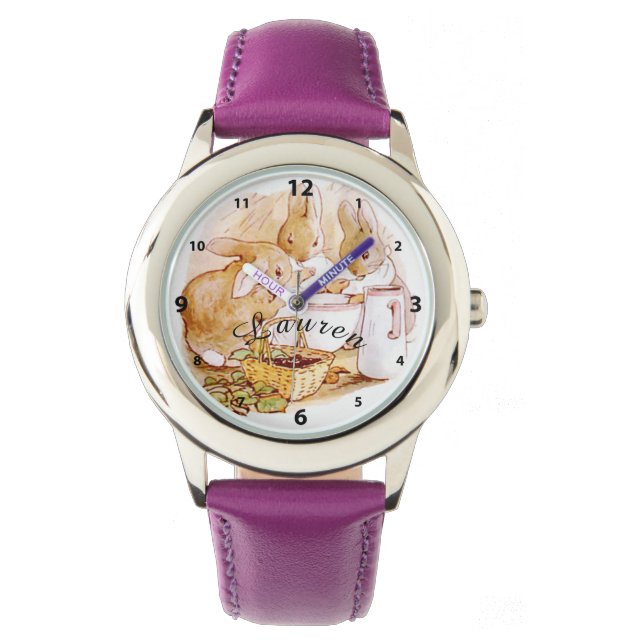 Reloj De Pulsera Beatriz Potter, Conejos, Personalizado de Leche y  (Anverso)