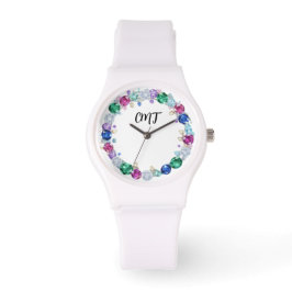 Reloj De Pulsera Beautiful Bling Monogram - Gem faced