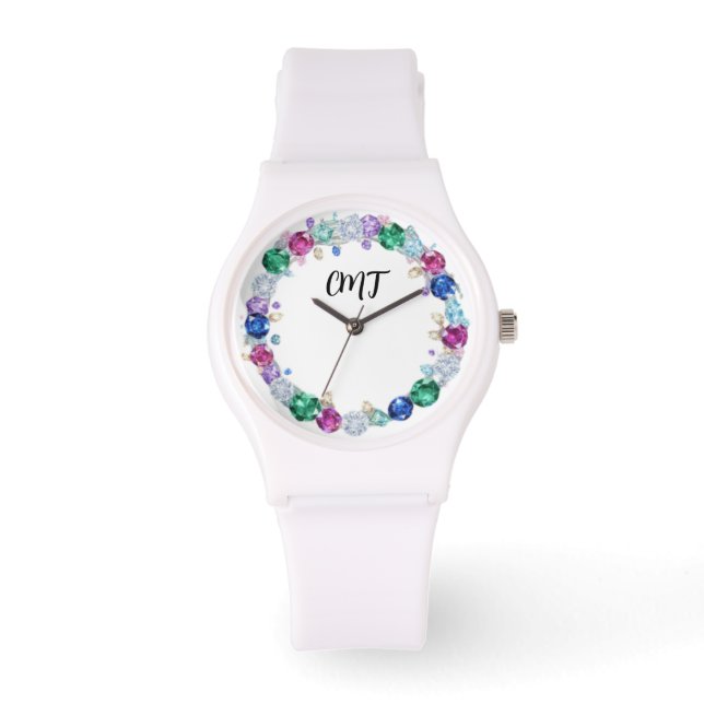 Reloj De Pulsera Beautiful Bling Monogram - Gem faced (Anverso)