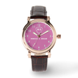Reloj De Pulsera Beautiful elegant monogram wedding pink