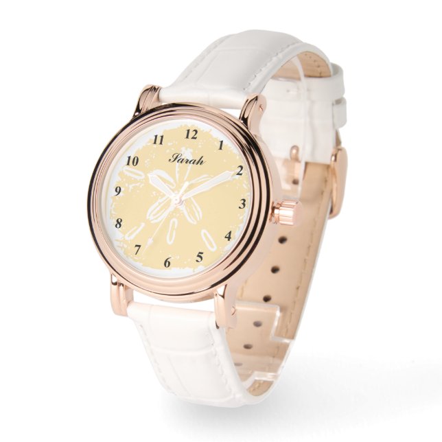 Reloj De Pulsera Beautiful white sand dollar shell custom women's (Ángulo)
