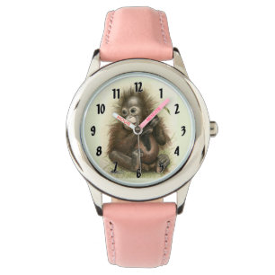 Reloj De Pulsera Bebé del orangután con las hojas