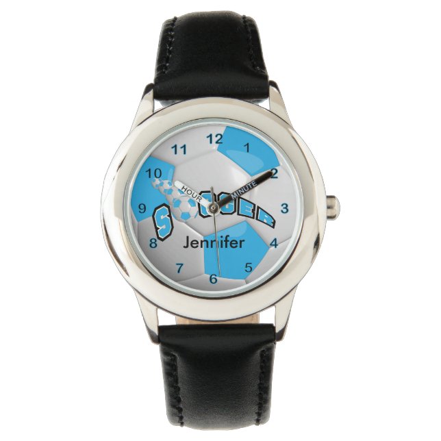 Reloj De Pulsera Bebé deportivo Blue Soccer Ball (Anverso)