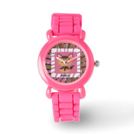 Reloj De Pulsera Bebé dulce rosa y yorkie marrón