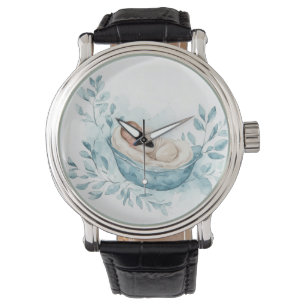 Reloj De Pulsera Bebé durmiendo en cuna azul
