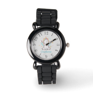 Reloj De Pulsera Bebé lindo Unicornio gris suave rosa personalizad