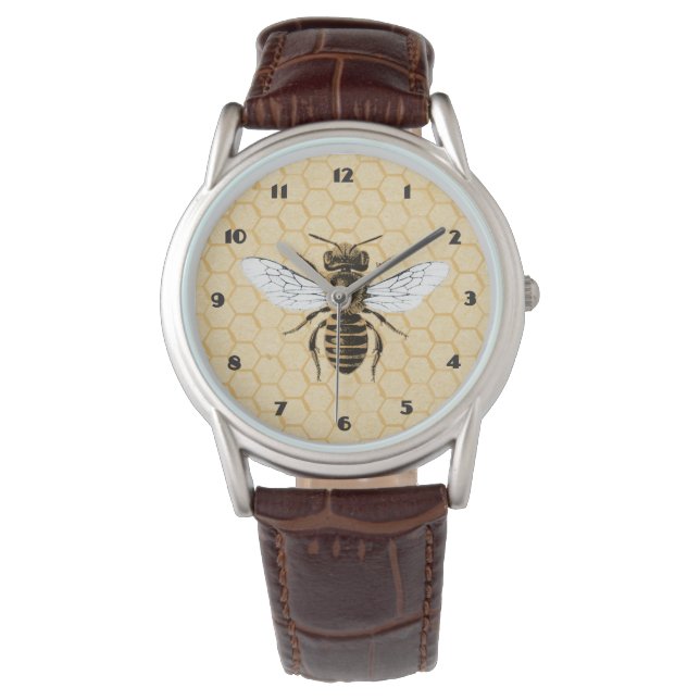 Reloj De Pulsera Bebida de miel y abeja de miel de época (Anverso)