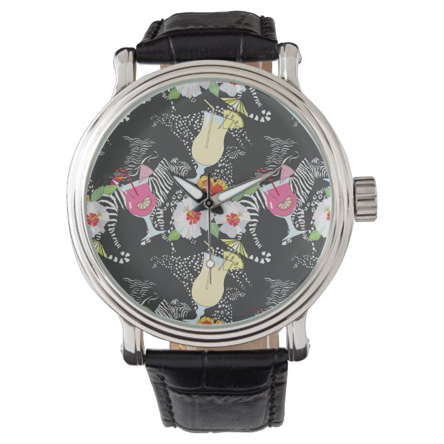 Reloj De Pulsera Bebidas Tropicales Con Animales (Anverso)