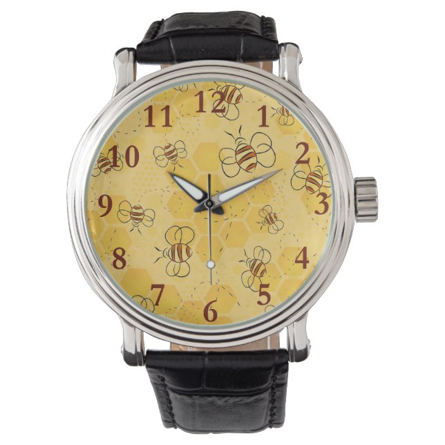 Reloj De Pulsera Bee Buzzing Honey Bees Cute (Anverso)