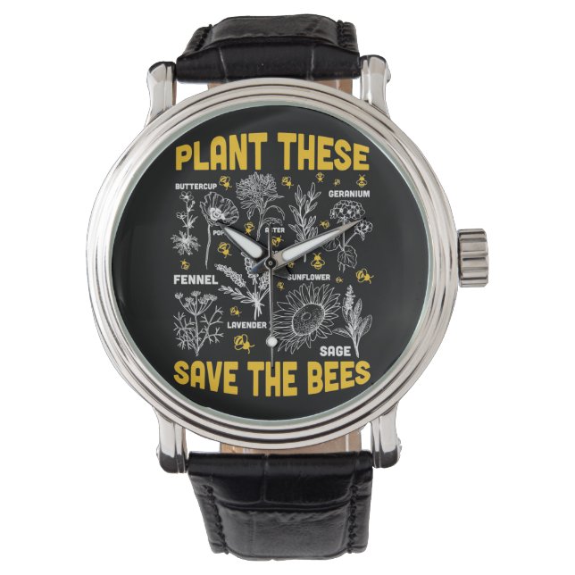 Reloj De Pulsera Beekeeper Gift | Plantar Estos Salven A Las Abejas (Anverso)