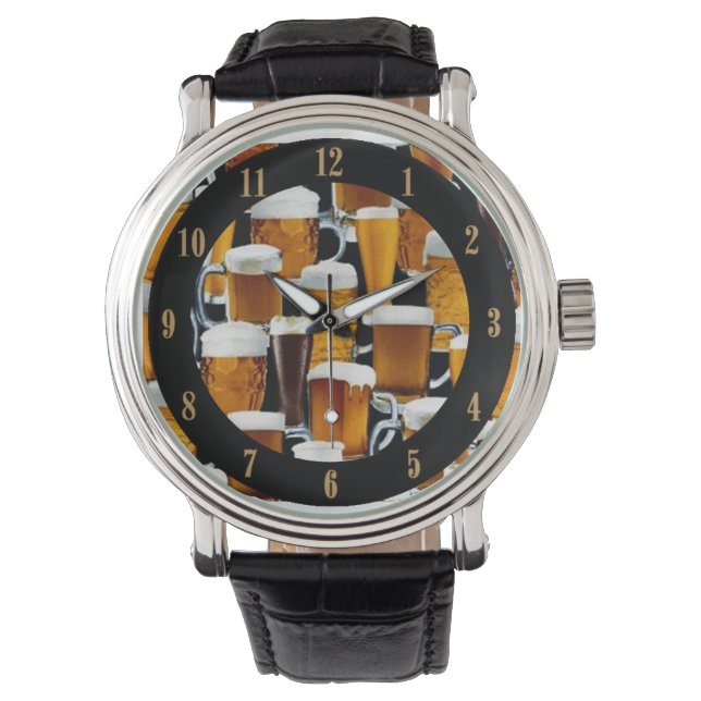 Reloj De Pulsera Beer Drinkers Foamy Beer Mugs Writing Watch (Anverso)