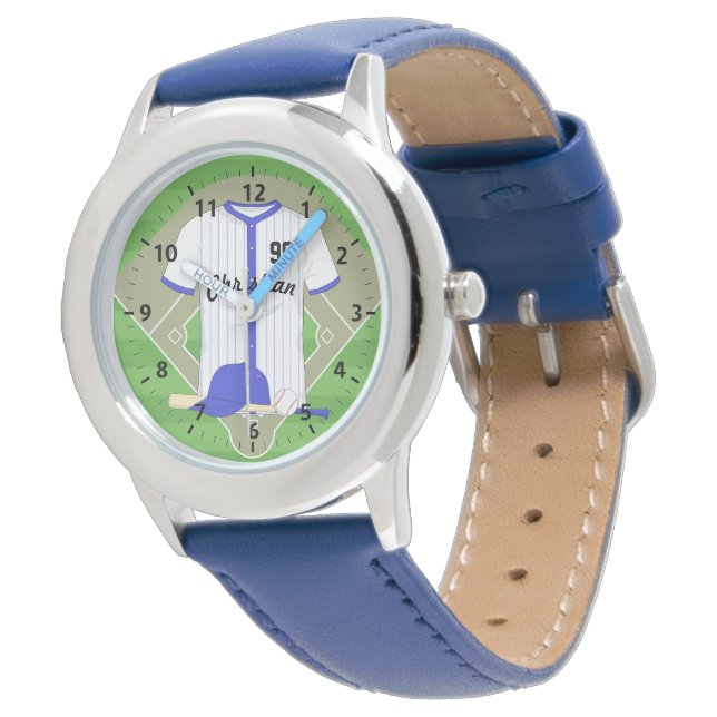 Reloj De Pulsera Béisbol azul personalizado (Angular)