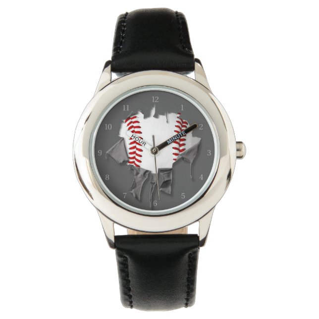 Reloj De Pulsera Béisbol desgarrado (Anverso)