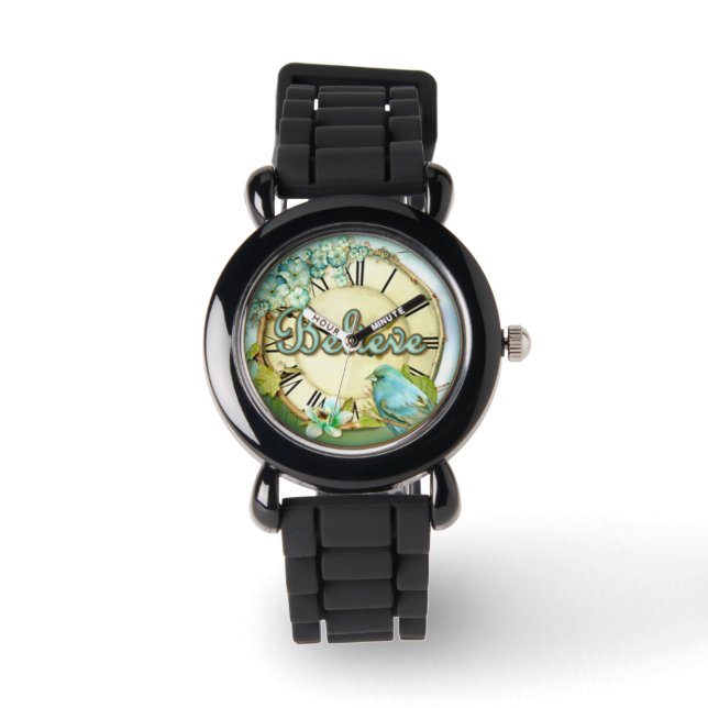 Reloj De Pulsera BELIEVE diseño de cerdas florales (Anverso)