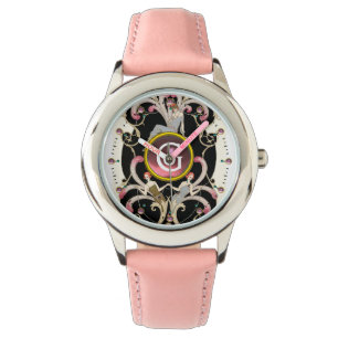 RELOJ DE PULSERA BELLEZA ART DECO FASHION PINK GEMSTONE MONOGRAM