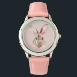 Reloj De Pulsera Belleza moderna Pastel color de agua rosa Bunny Ag<br><div class="desc">Belleza moderna Pastel color de agua rosa Bunny Agradable</div>