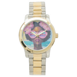Reloj De Pulsera Belleza tropical en tonos rosados