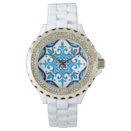 Reloj De Pulsera 💙 🤍 bello azul - Azulejos blancos X, Watch