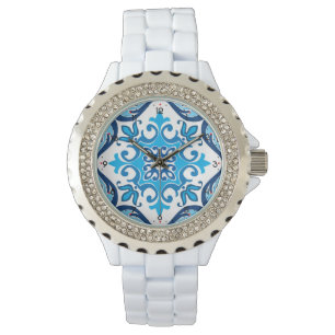 Reloj De Pulsera 💙 🤍 bello azul - Azulejos blancos X, Watch