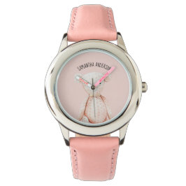 Reloj De Pulsera Bello Moderno Pastel Oso De Teddy Rosa Con Nombre