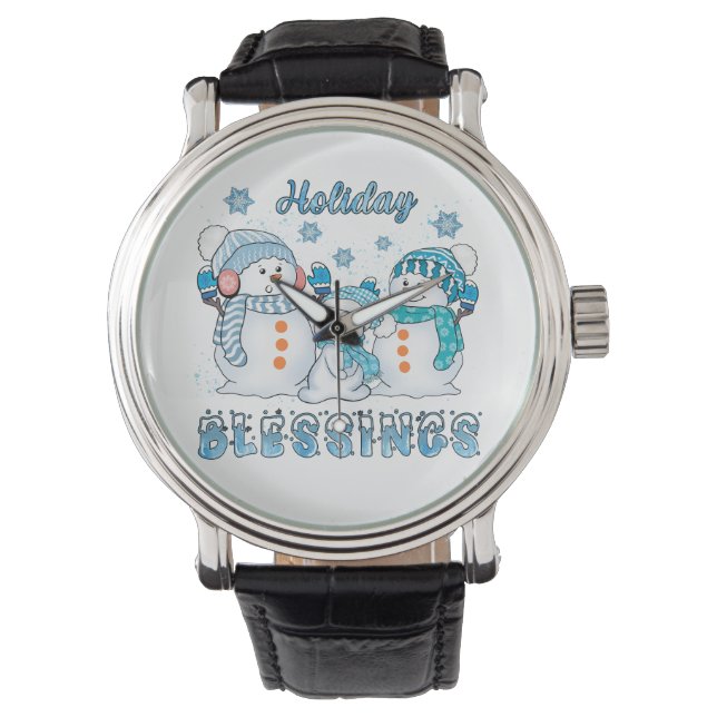 Reloj De Pulsera Bendiciones de vacaciones de las escarcha (Anverso)