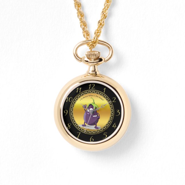 Reloj De Pulsera berenjena personalizado con ojos grandes y pelo ve (Anverso)