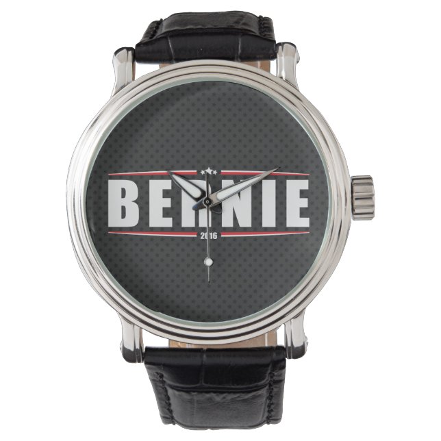 Reloj De Pulsera Bernie Sanders 2016 (Estrellas y rayas - negro) (Anverso)