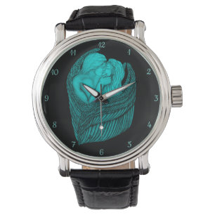 Reloj De Pulsera Besada de ángeles , diseño negro y verde