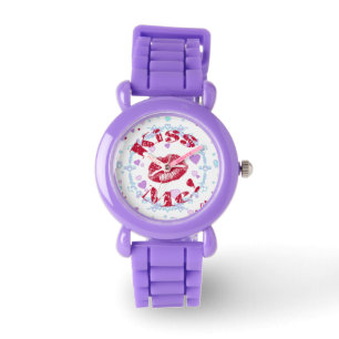 Reloj De Pulsera ¡Bésame! Labios Rojos Con Corazón