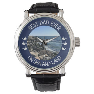 Reloj De Pulsera Best Dad Ever Blue Ocean Photo