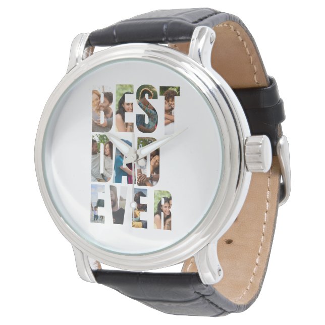Reloj De Pulsera Best Dad Ever | Photo Collage Placeholder Template (Angular)