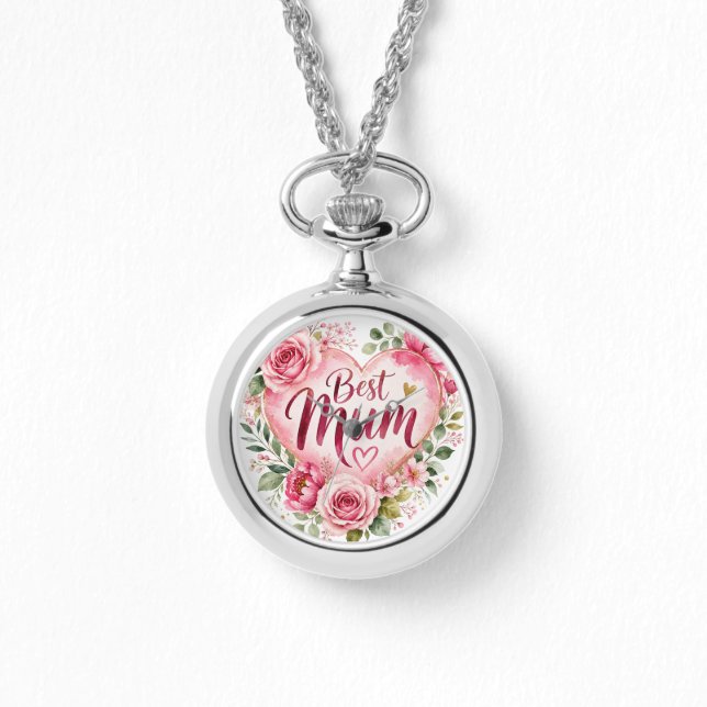 Reloj De Pulsera Best Mum Aquarell Blumenherz Design (Anverso)