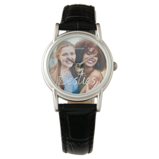 Reloj De Pulsera Besties | Foto de nombres personalizados de los me (Anverso)