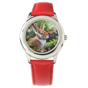 Reloj De Pulsera Betsy El Conejo Marrón Y Blanco, Los Niños Miran