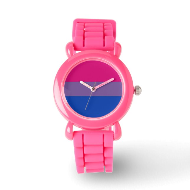 Reloj De Pulsera Bi Pride Flag Watch (Purpurina Rosa) (Anverso)